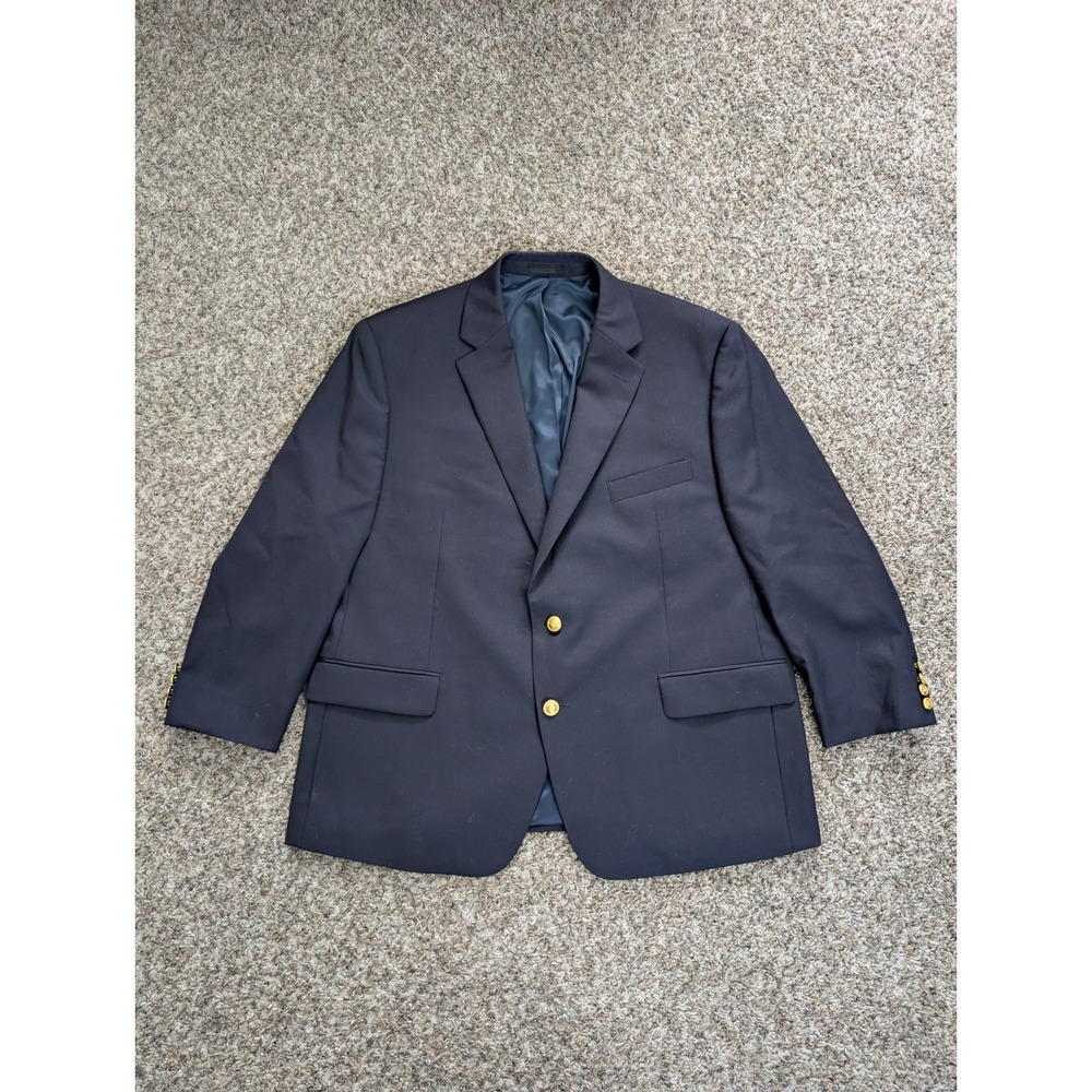 Lauren Ralph Lauren Mens 46S Navy Blue Wool Blend 2-Button Blazer Gold Buttons